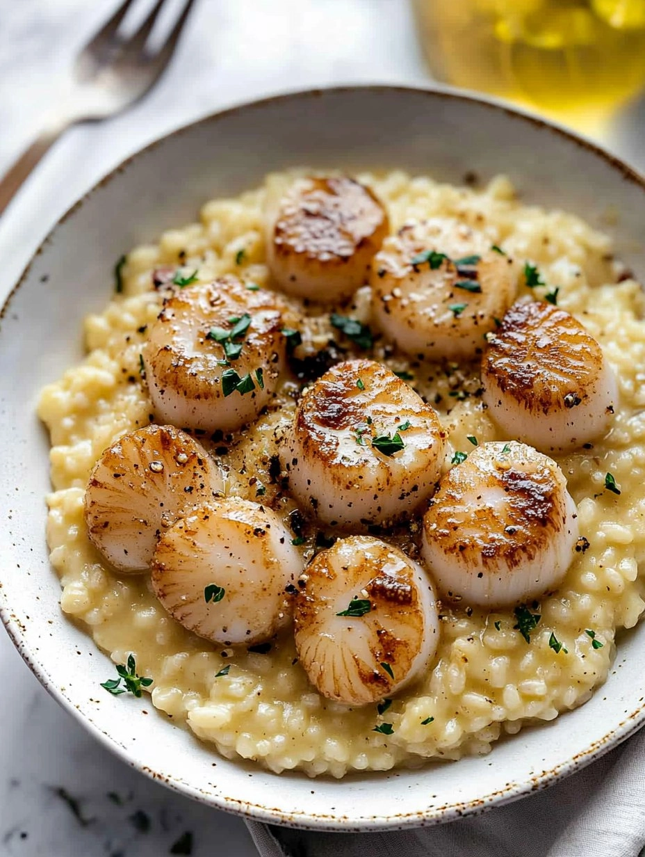 Champagne Risotto with Brown Butter Scallops