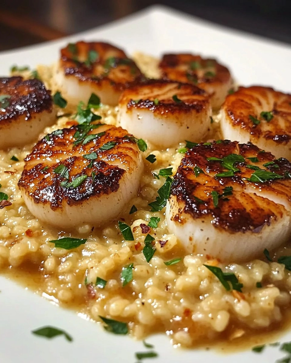 Champagne Risotto with Brown Butter Scallops