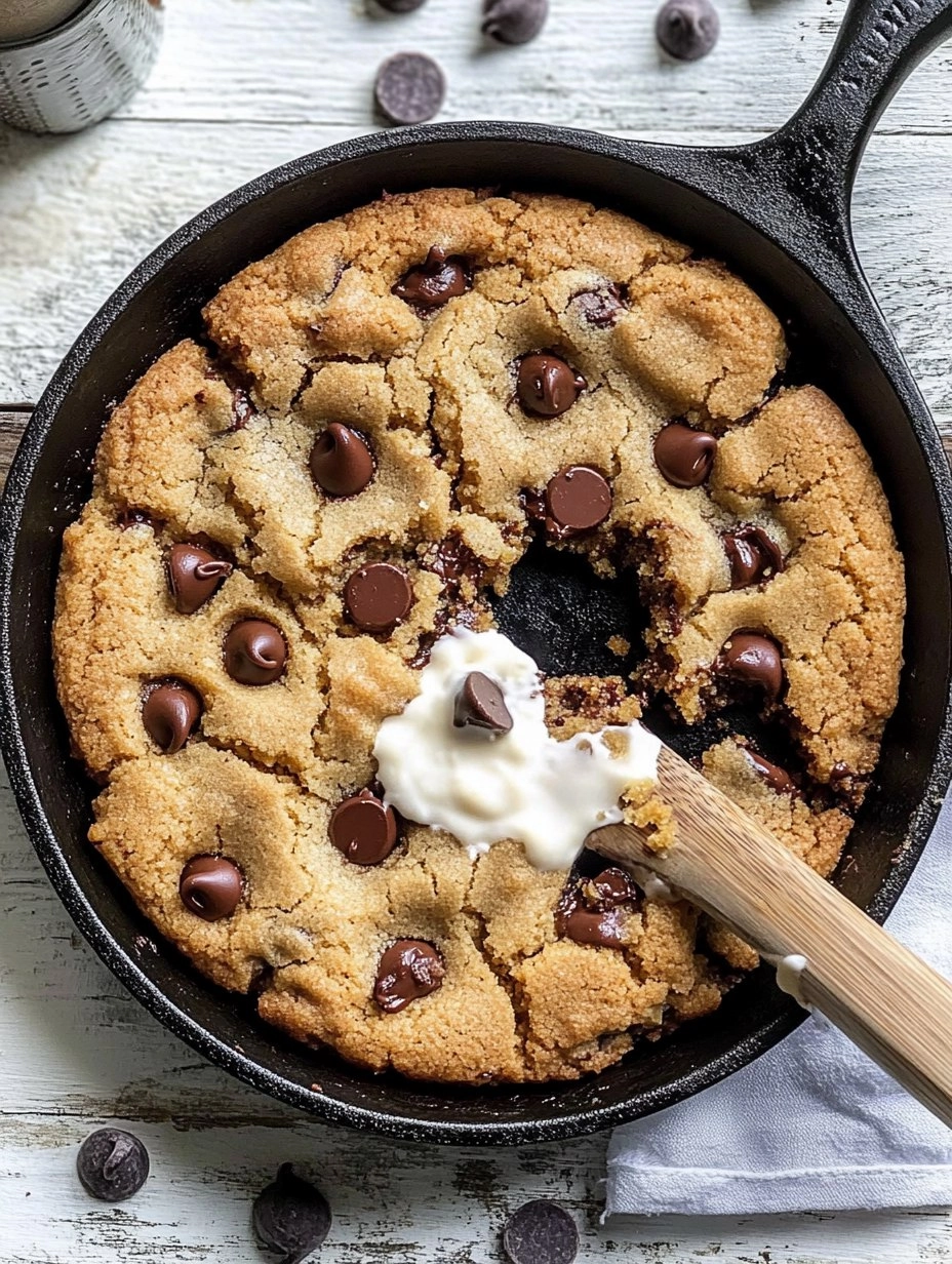 Chewy Gooey Chocolate Chip Skillet Cookie
