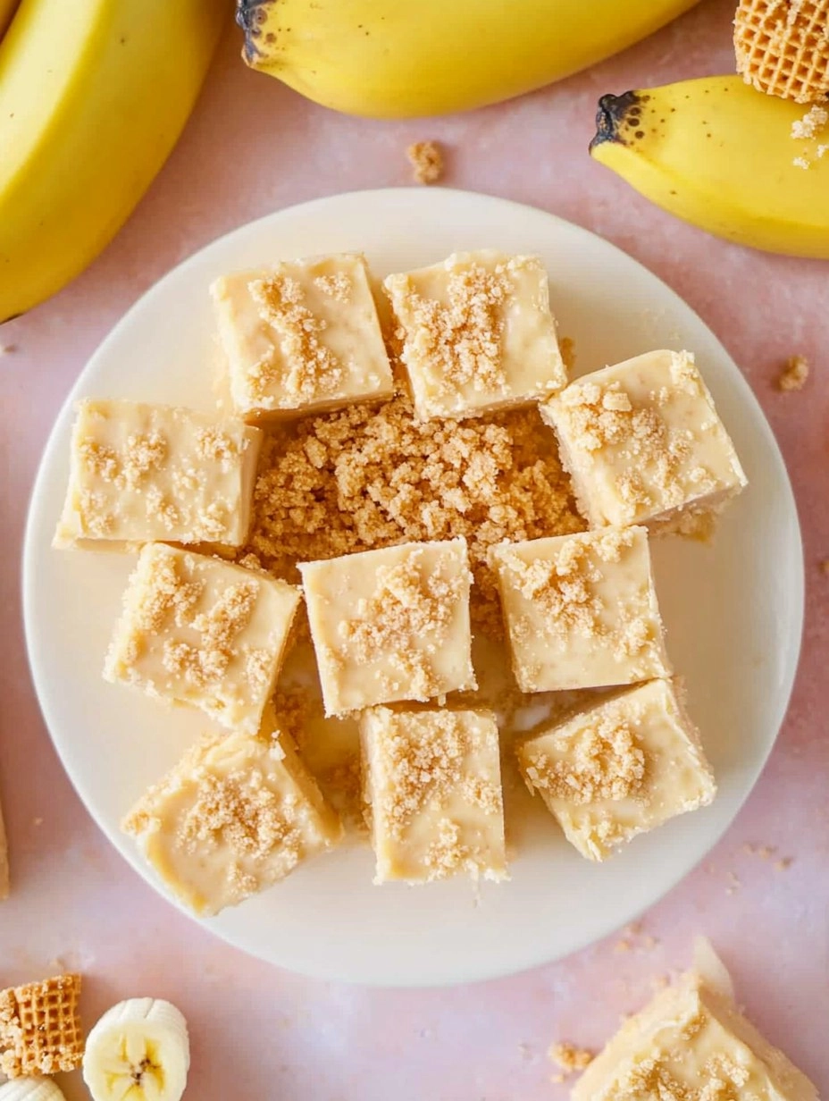 Easy Banana Pudding Fudge Squares with a Nilla Wafer Crunch