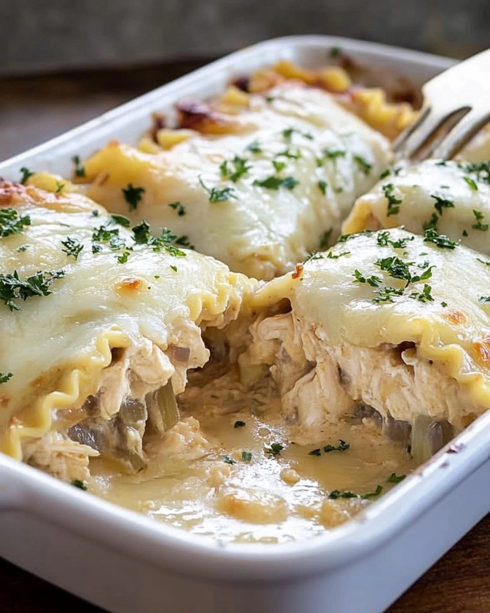 French Onion Chicken Lasagna Rollups 