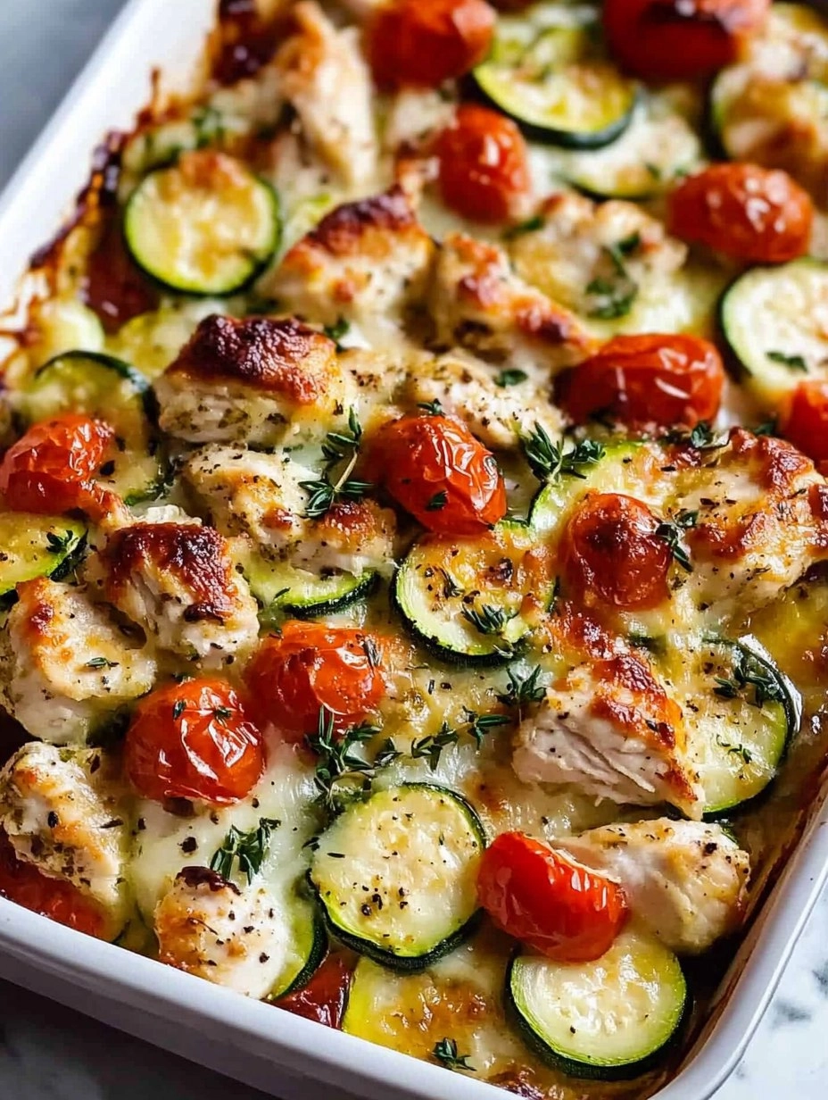 Mediterranean Chicken Zucchini Bake