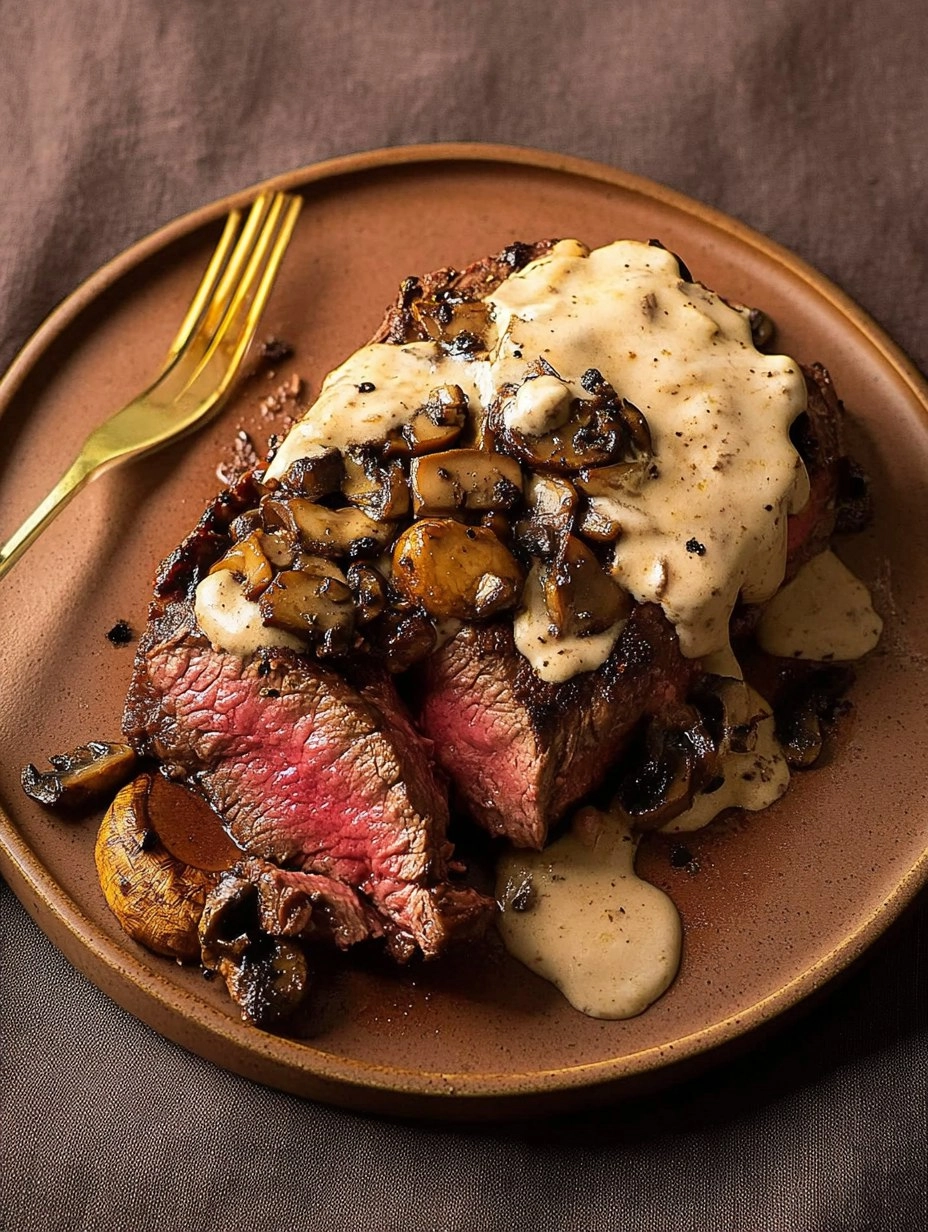 Pink Roasted Steak with Mushroom Sauce 116 Pink Roasted Steak with Mushroom Sauce
