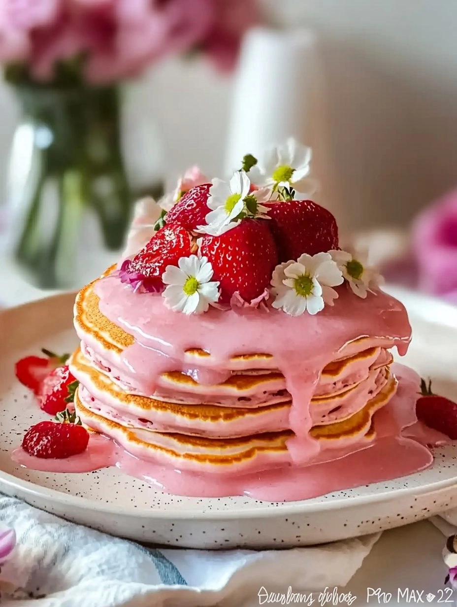 Romantic Brunch Ideas Pink Pancakes