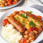 Sausage, Butter Bean & Tomato Tray Bake 113 Sausage-Butter-Bean-Tomato-Tray-Bake-Recipe