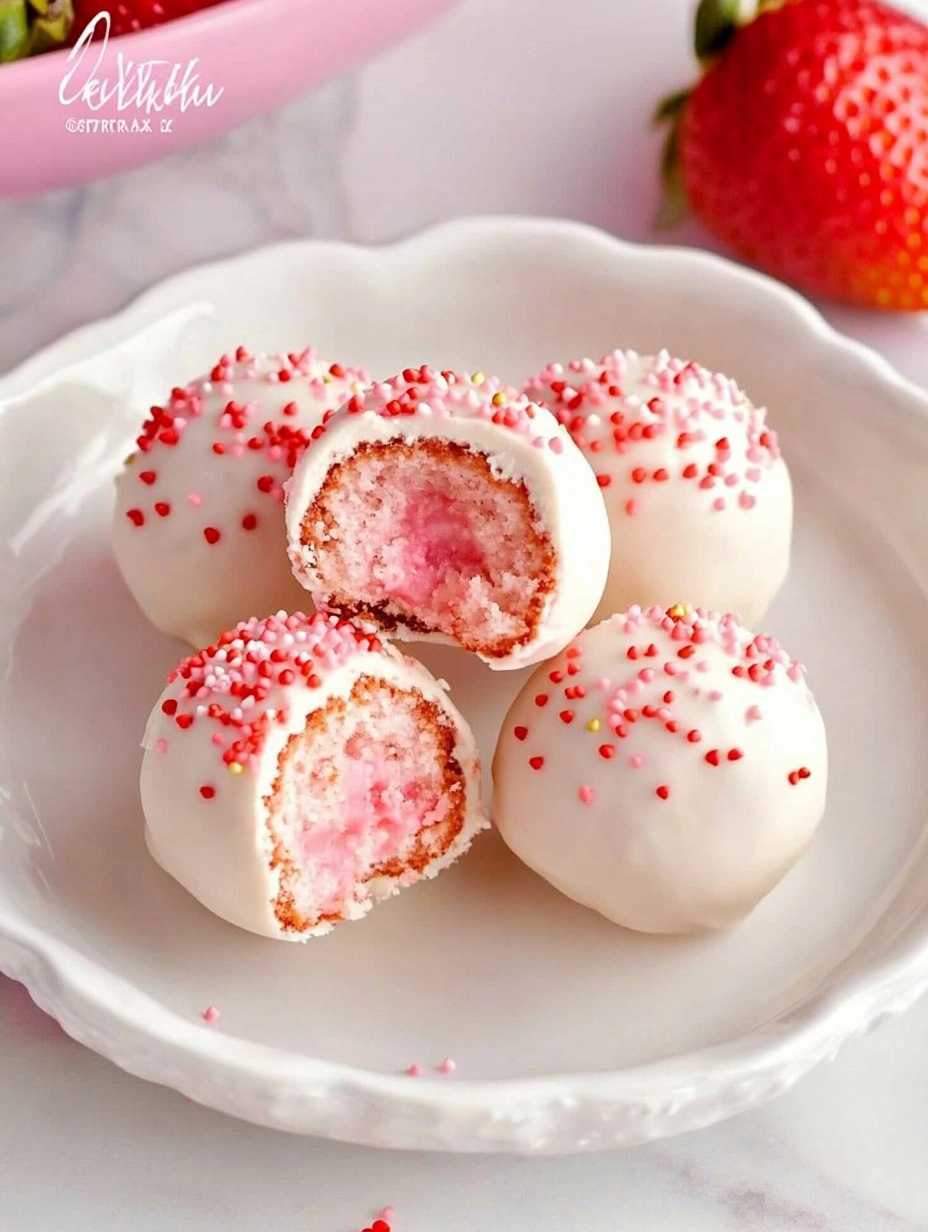 Valentine Strawberry Cake Truffles