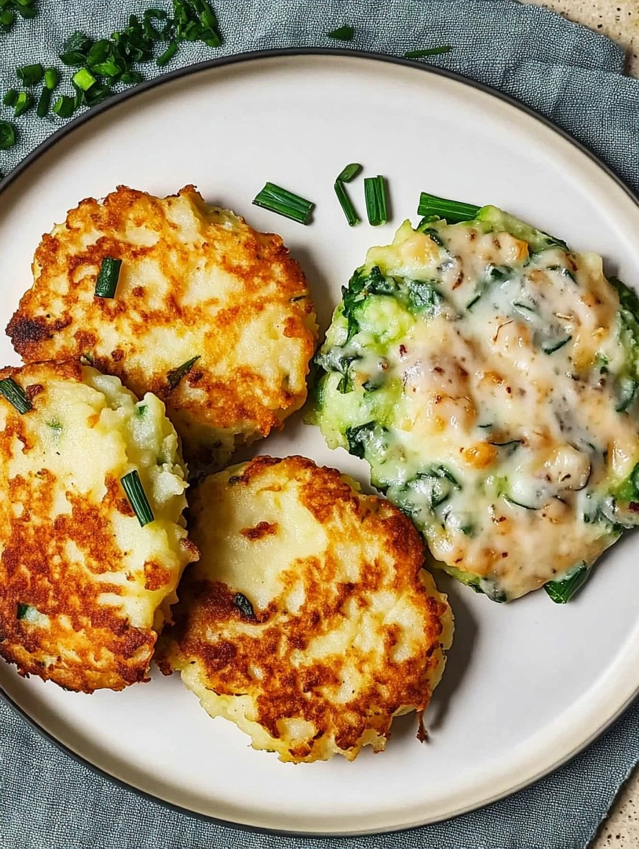 Cheesy Colcannon Potato Cakes with Scallions 96 Cheesy Colcannon Potato Cakes with Scallions