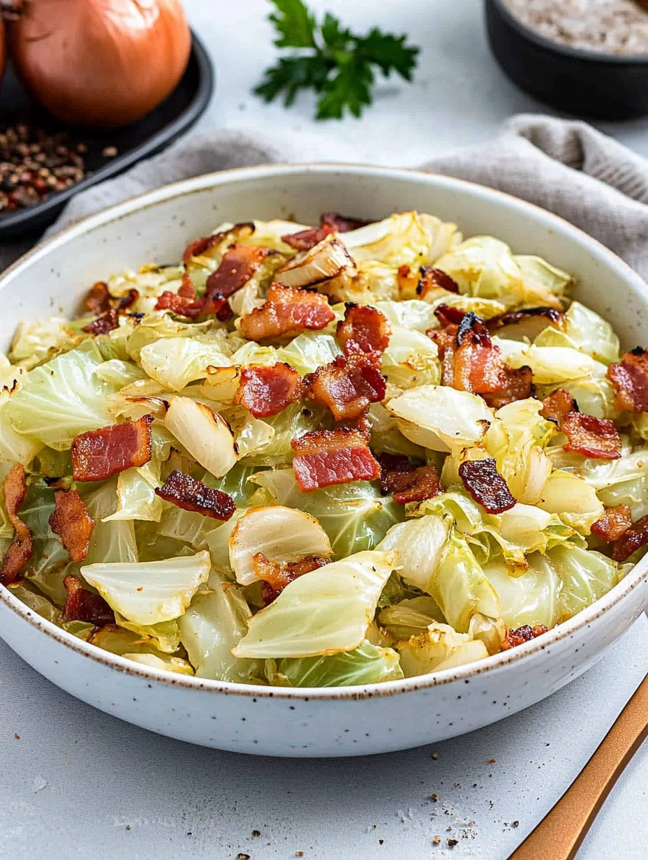 Crispy Pan-Fried Cabbage with Bacon & Onions