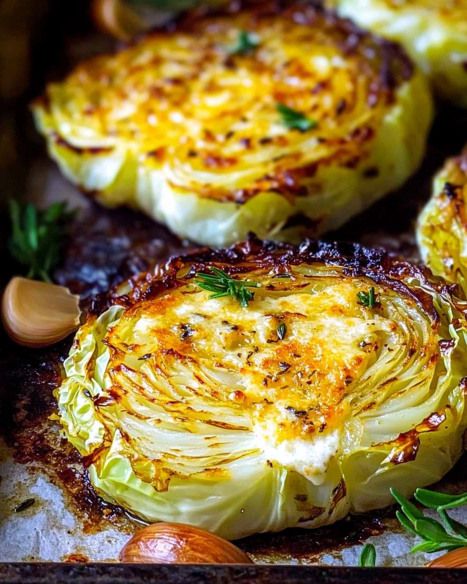 Crispy Roasted Parmesan Cabbage Steaks with Garlic Herb Butter