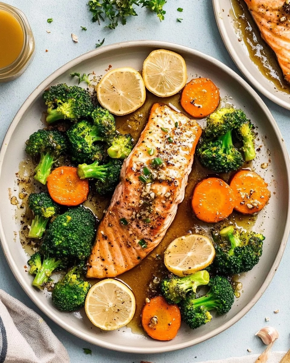 Honey Garlic Sheet-Pan Salmon with Broccoli & Carrots 110 Honey Garlic Sheet-Pan Salmon with Broccoli & Carrots