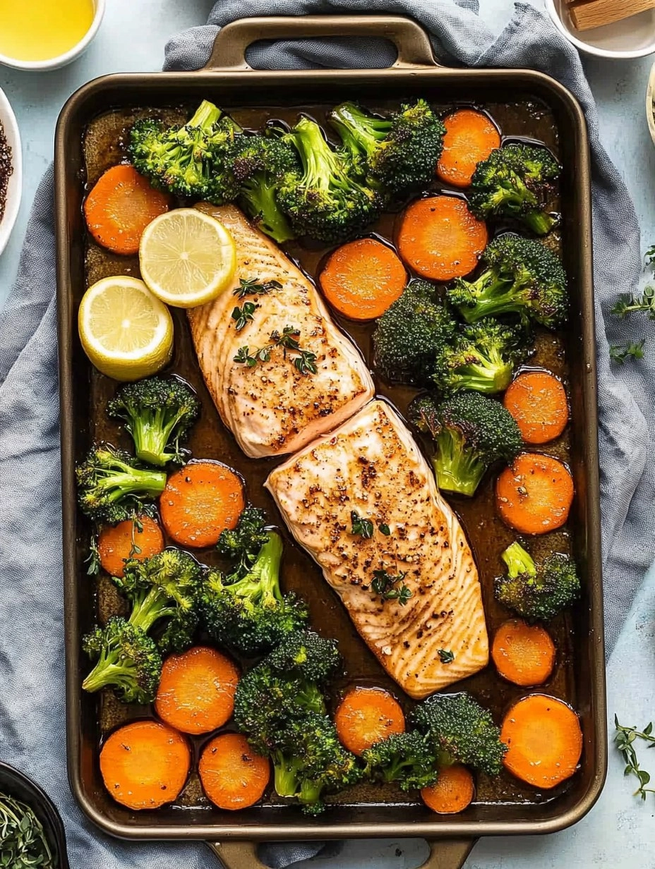 Honey Garlic Sheet-Pan Salmon with Broccoli & Carrots 111 Honey Garlic Sheet-Pan Salmon with Broccoli & Carrots