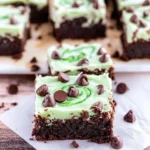 Mint-Chocolate-Chip-Brownies-with-Green-Swirl-Frosting-Recipe
