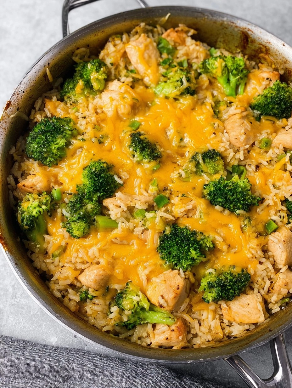 One Pan Cheesy Chicken Broccoli and Rice
