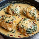 One-Pan-Creamy-Tuscan-Chicken-Thighs-with-Spinach-Sun-Dried-Tomatoes-Recipe