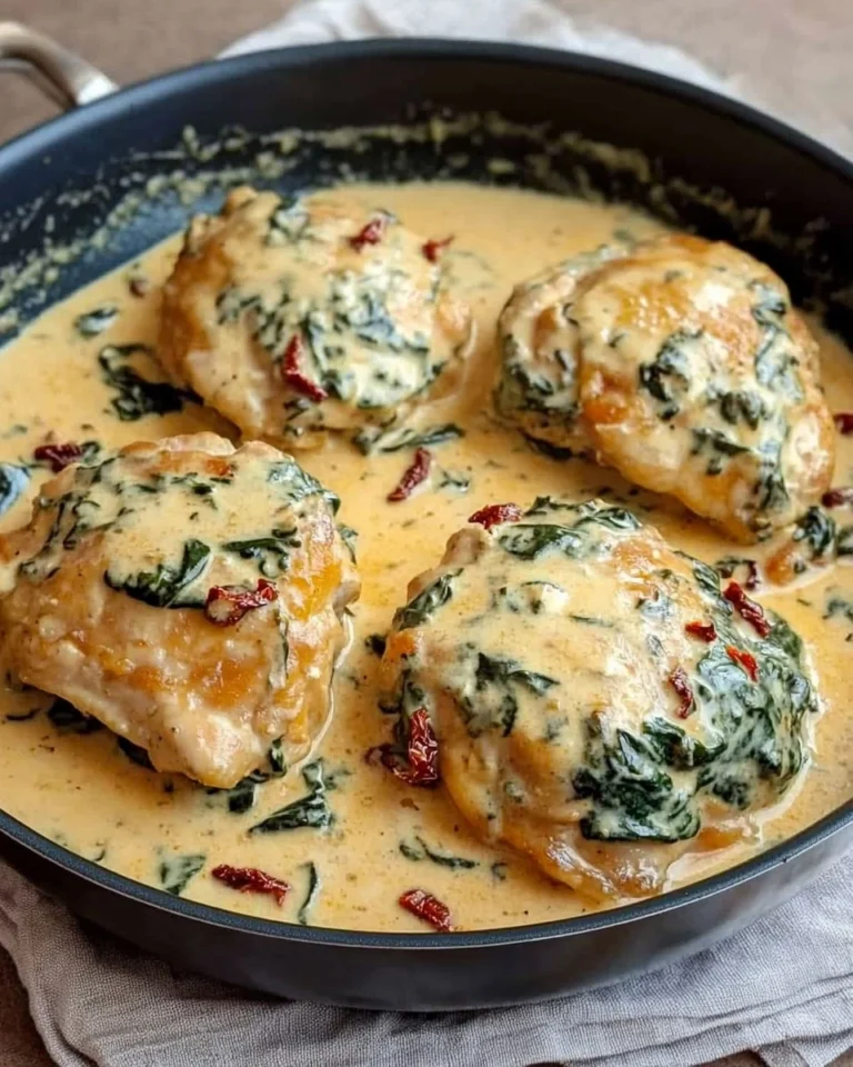 One-Pan-Creamy-Tuscan-Chicken-Thighs-with-Spinach-Sun-Dried-Tomatoes-Recipe