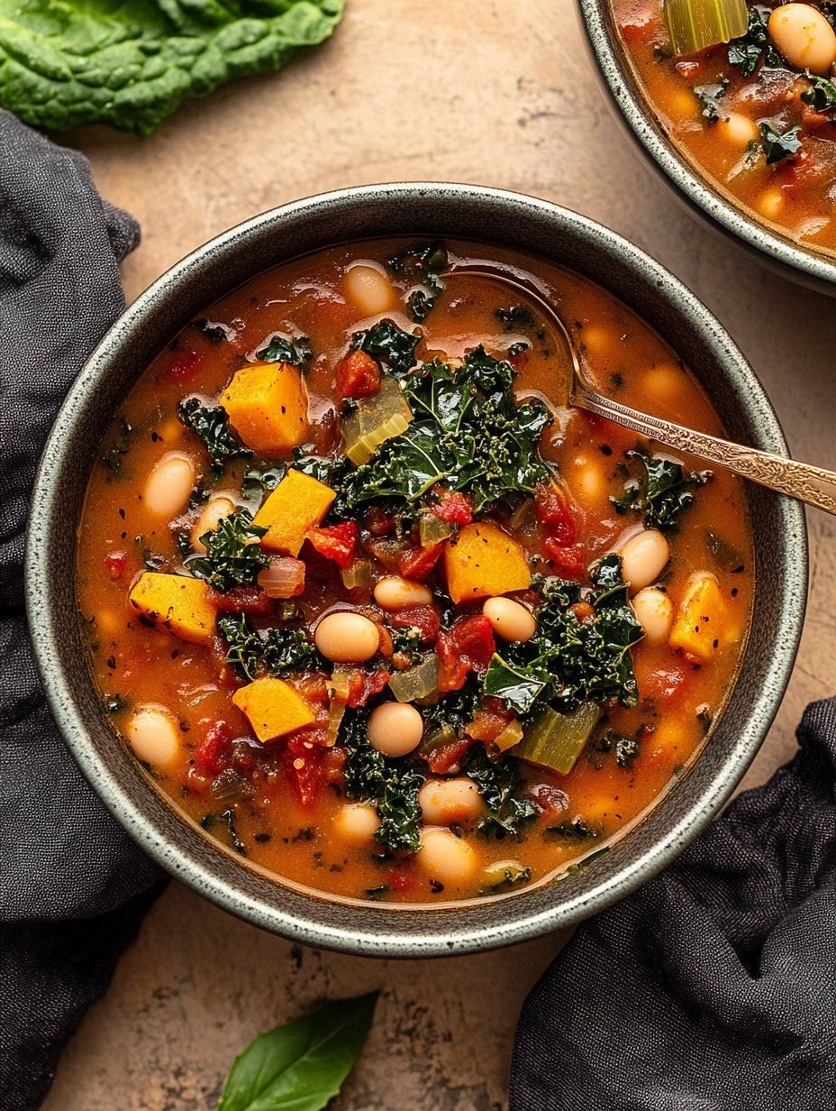 One-Pot Creamy Tuscan White Bean & Kale Soup