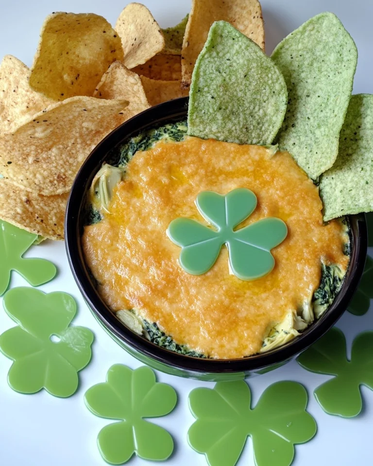 Shamrock-Spinach-Artichoke-Dip-with-Green-Tortilla-Chips-Recipe
