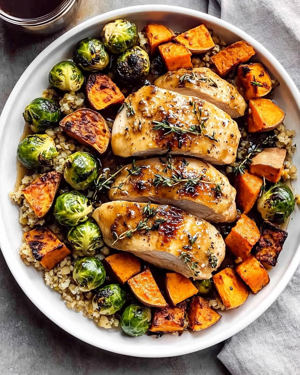 Sheet-Pan Maple Dijon Chicken with Brussels Sprouts & Sweet Potatoes