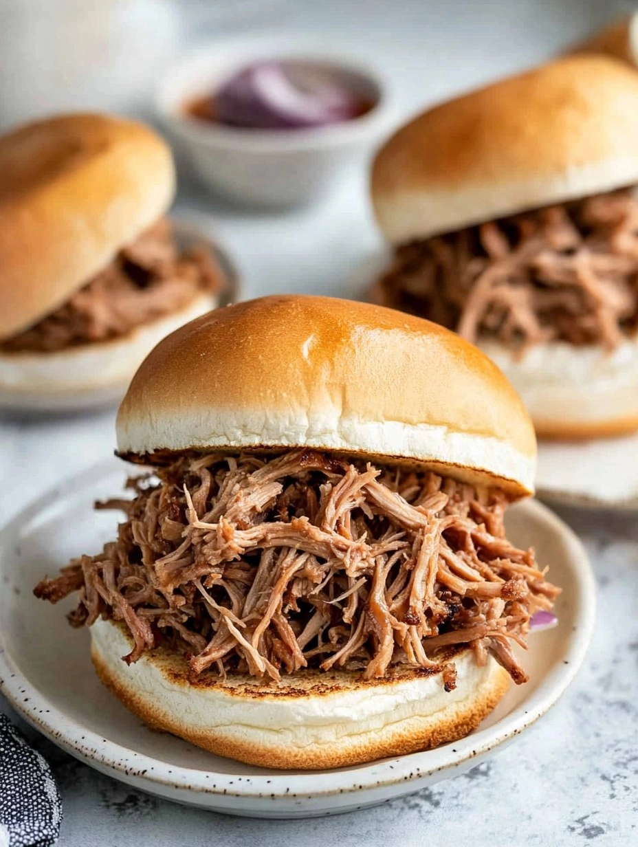 Slow Cooker Pulled Pork | Tender Shredded Pork Sandwiches