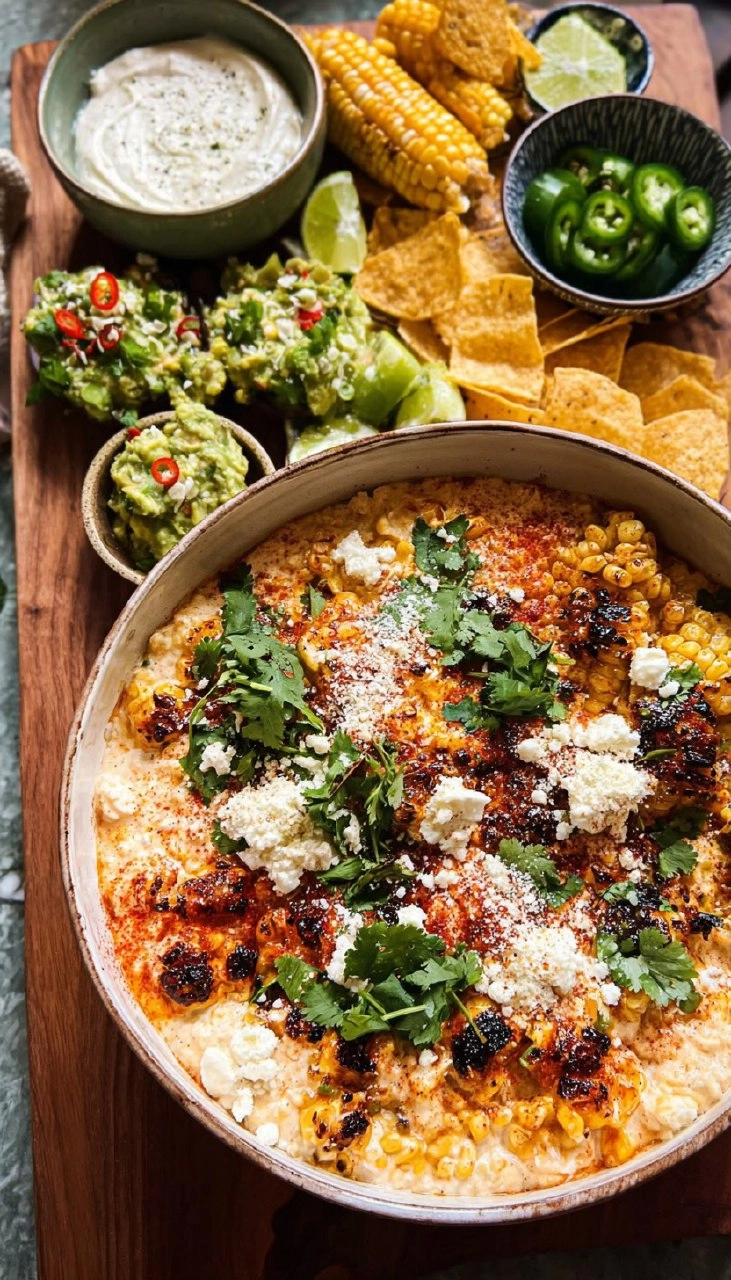 Cinco de Mayo Street Corn Dip & Guacamole Board