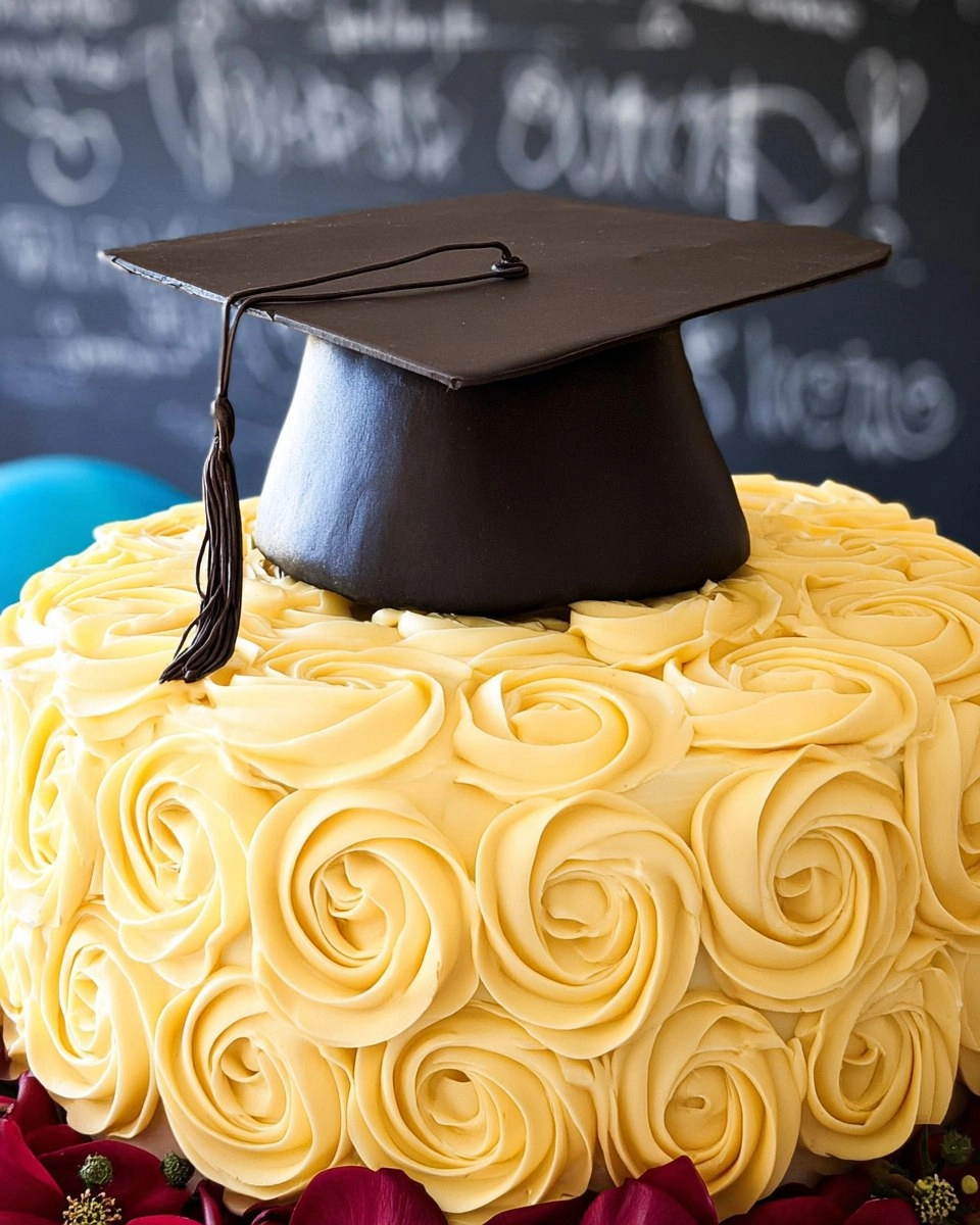 Elegant Graduation Cake with Fondant Cap Topper