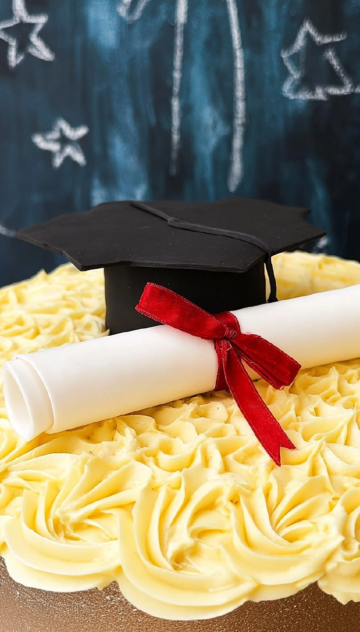 Elegant Graduation Cake with Fondant Cap Topper