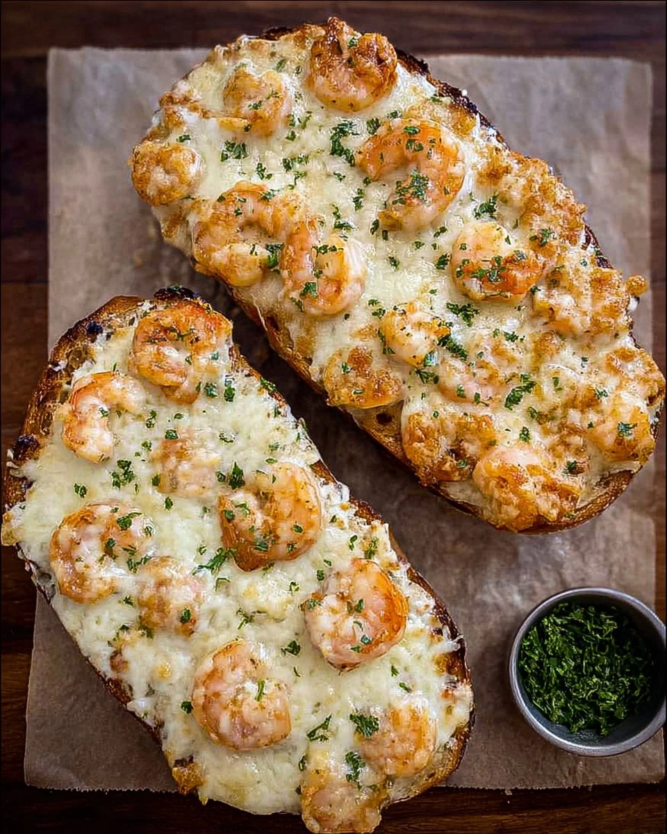 Shrimp Alfredo Garlic Bread