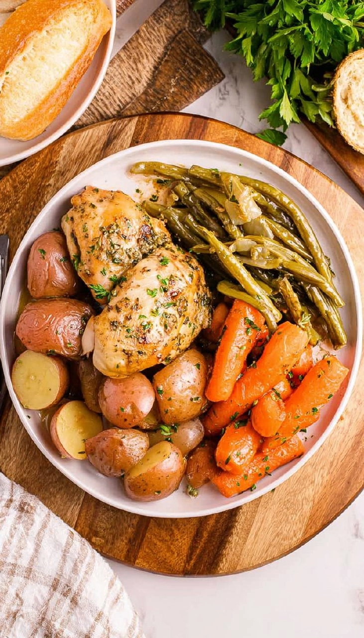Slow Cooker Garlic Butter Chicken and Vegetables