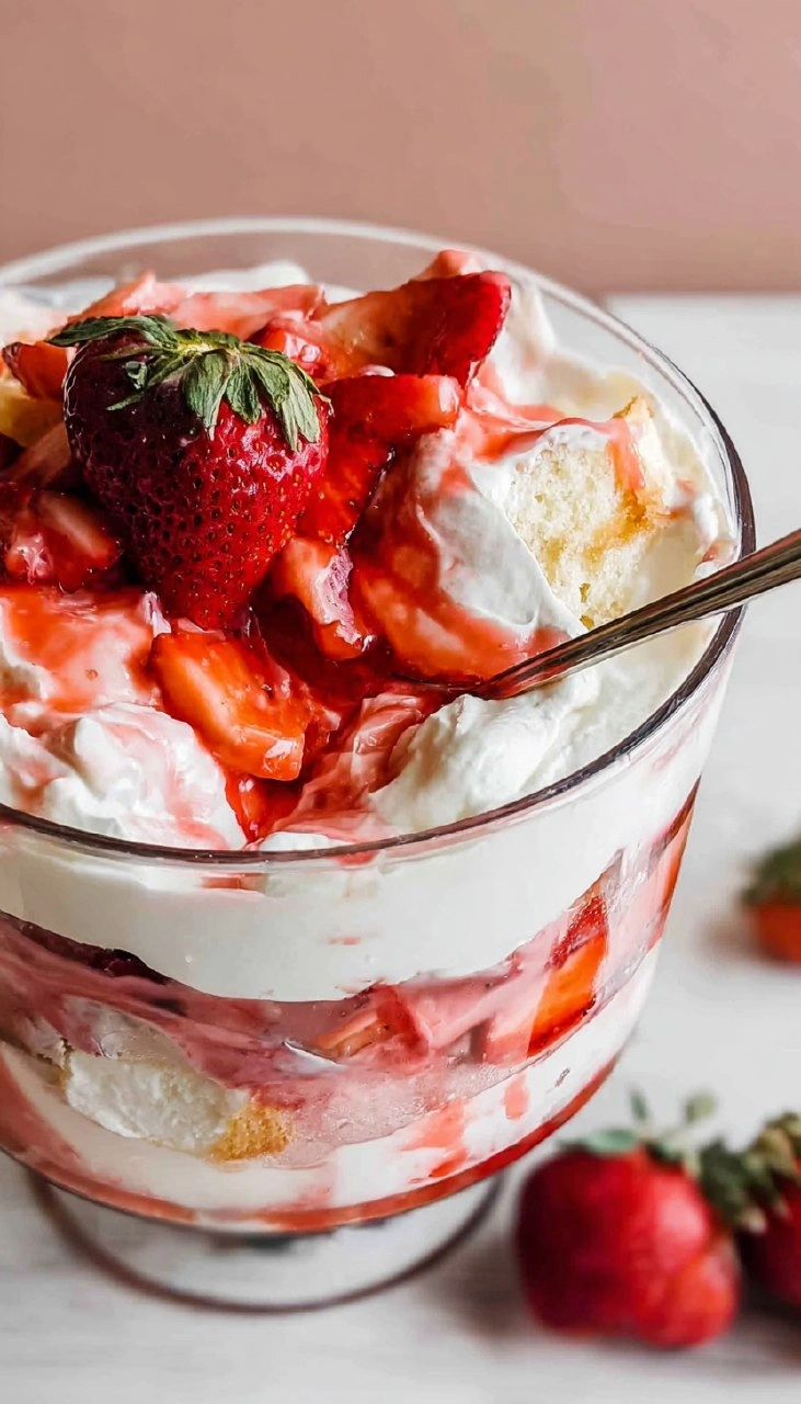 Strawberry Shortcake Trifle with Angel Food Cake
