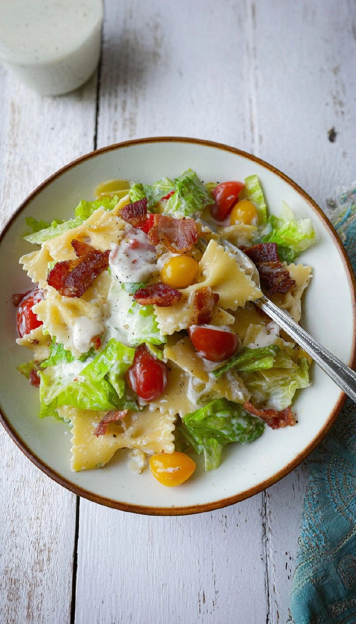 BLT Pasta Salad with Buttermilk Ranch Dressing 90 BLT Pasta Salad with Buttermilk Ranch Dressing