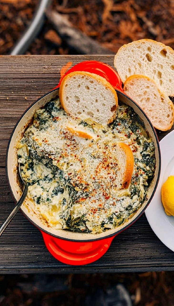 Campfire Spinach Artichoke Dip