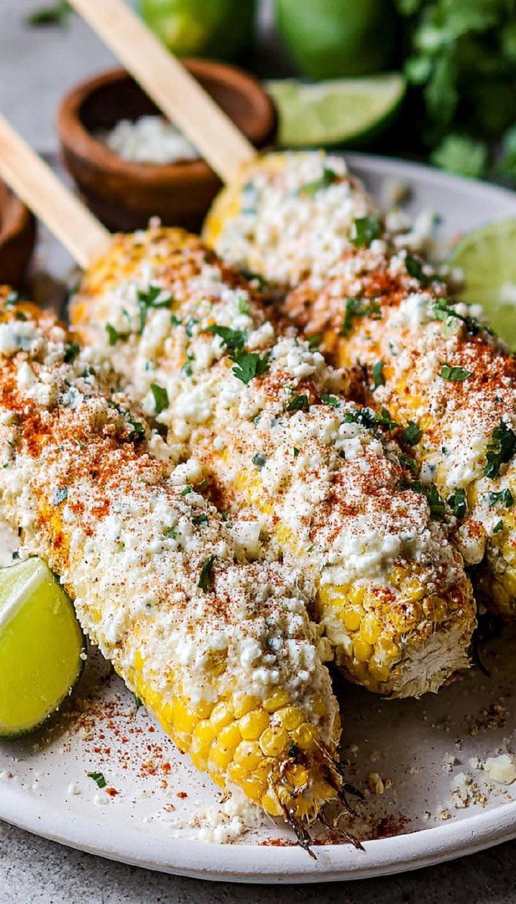 Elote | Grilled Mexican Street Corn with Cotija Cheese & Chili Lime