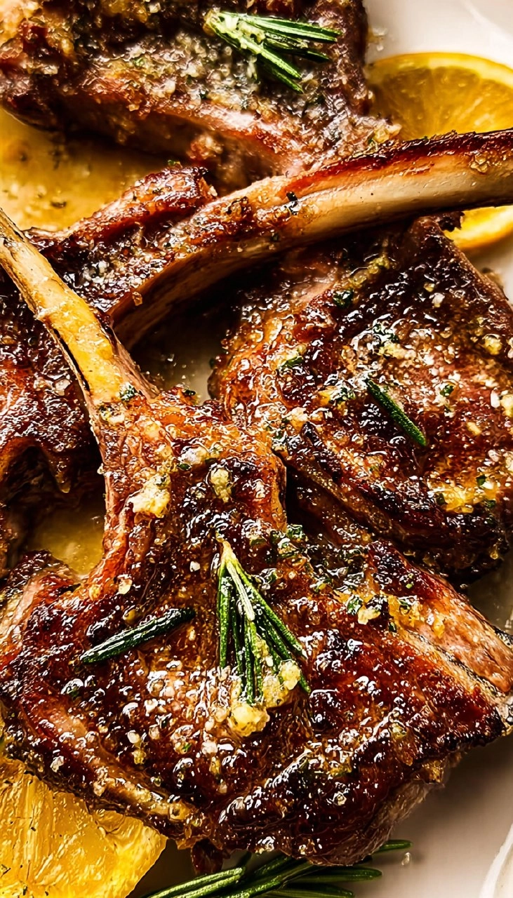 Garlic Rosemary Lamb Chops with Lemon Butter