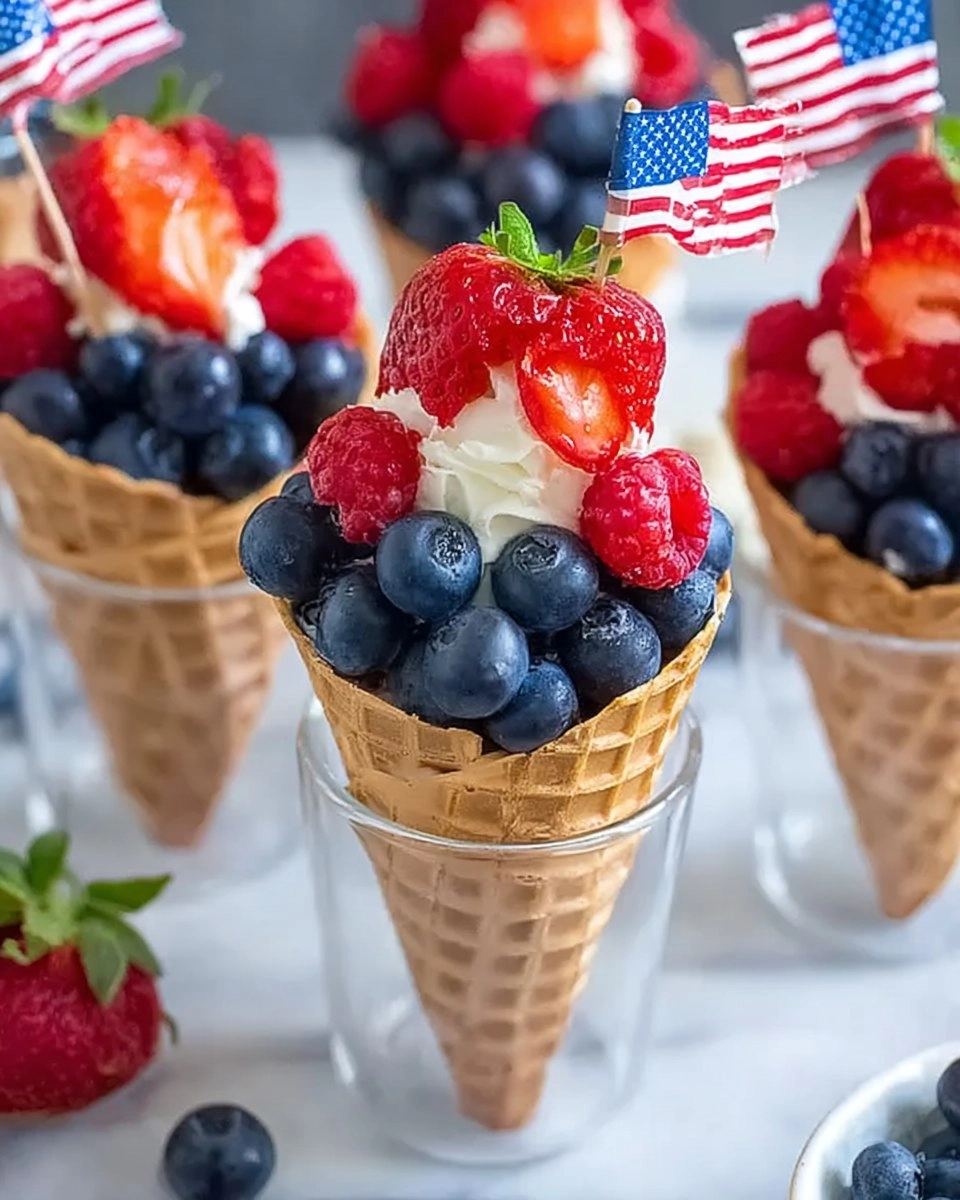 No-Bake 4th of July Patriotic Fruit Cones