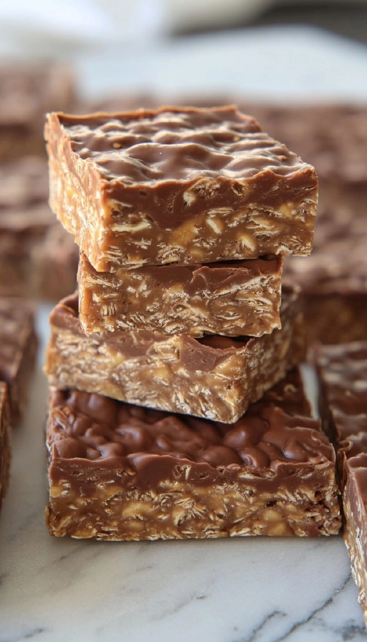 No Bake Chocolate Peanut Butter Oat Bars