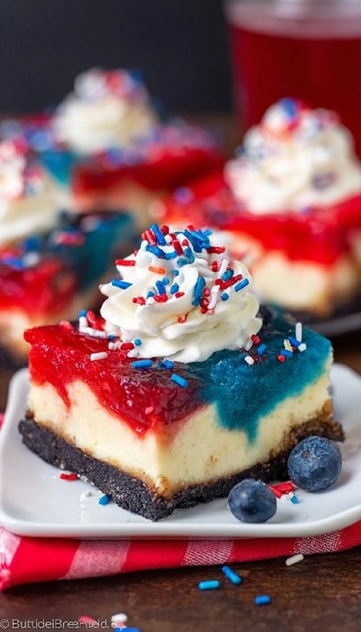 Red White and Blue Cheesecake Bars