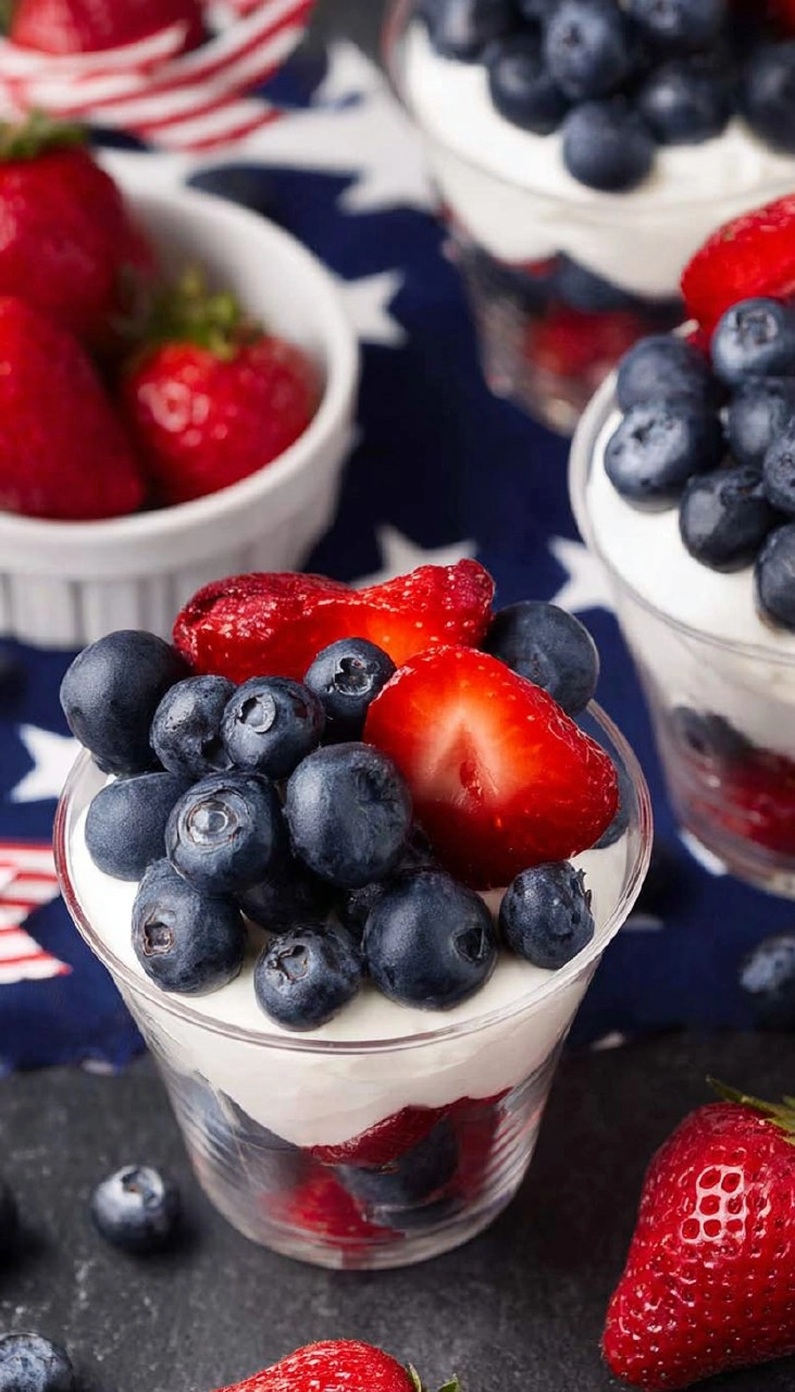Red, White and Blue Fruit Cups