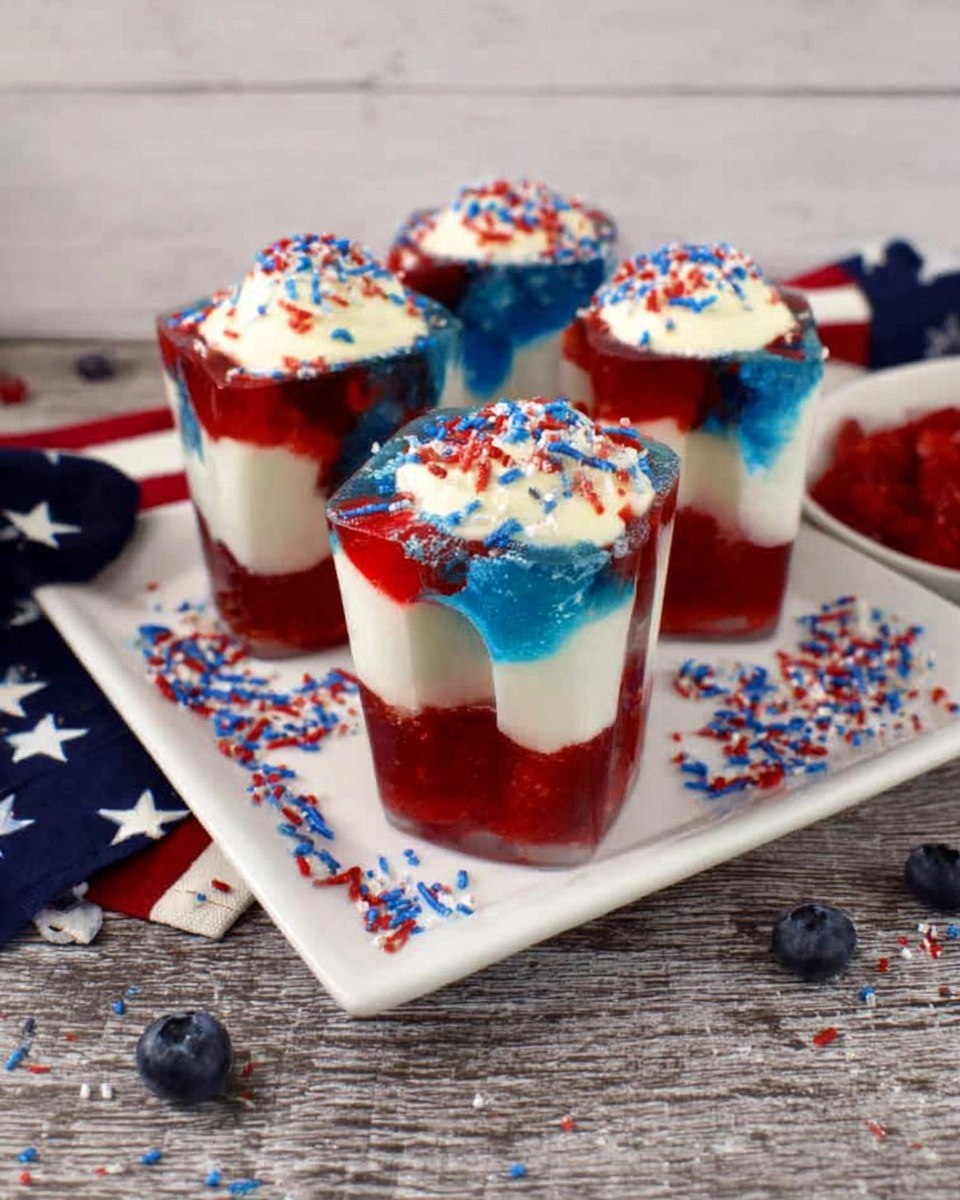 Red, White, and Blue Jello with Cream