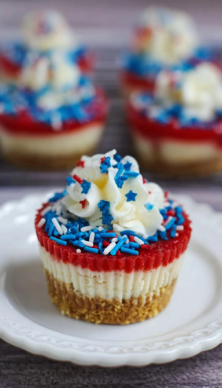 Red, White and Blue Mini Cheesecakes 125 Red, White and Blue Mini Cheesecakes