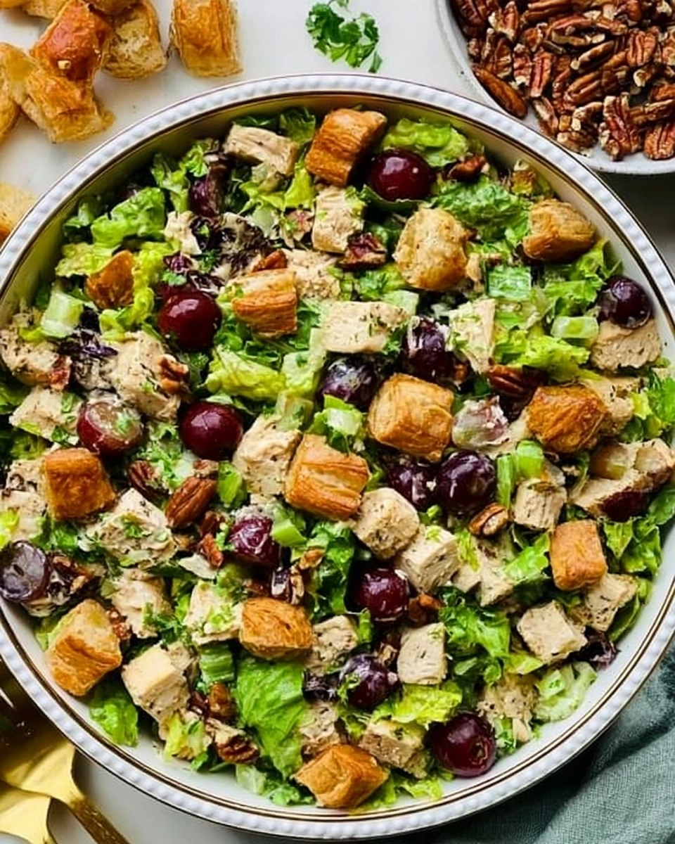 Chicken Salad with Grapes, Pecans, and Croissant Croutons