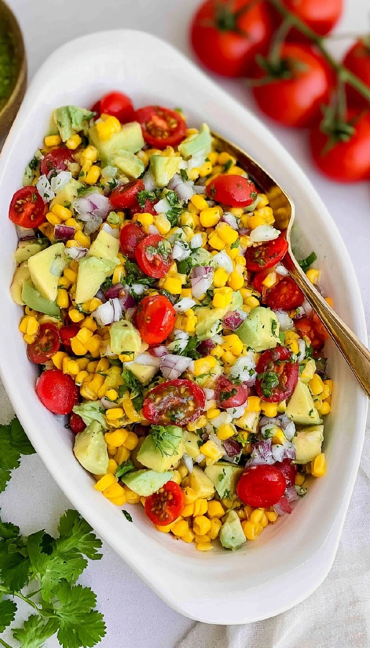 Corn Tomato Avocado Salad (with Cilantro Lime Vinaigrette)
