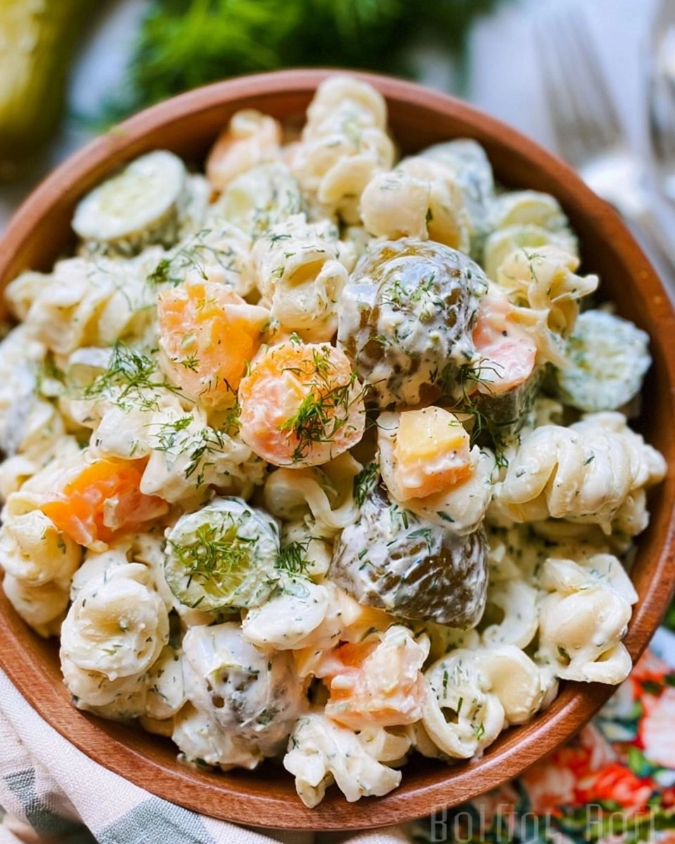 Creamy Dill Pickle Pasta Salad