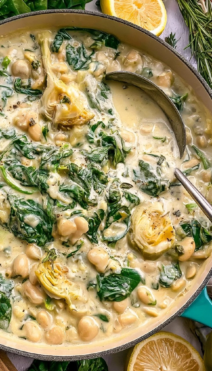 Creamy Spinach Artichoke Butter Beans