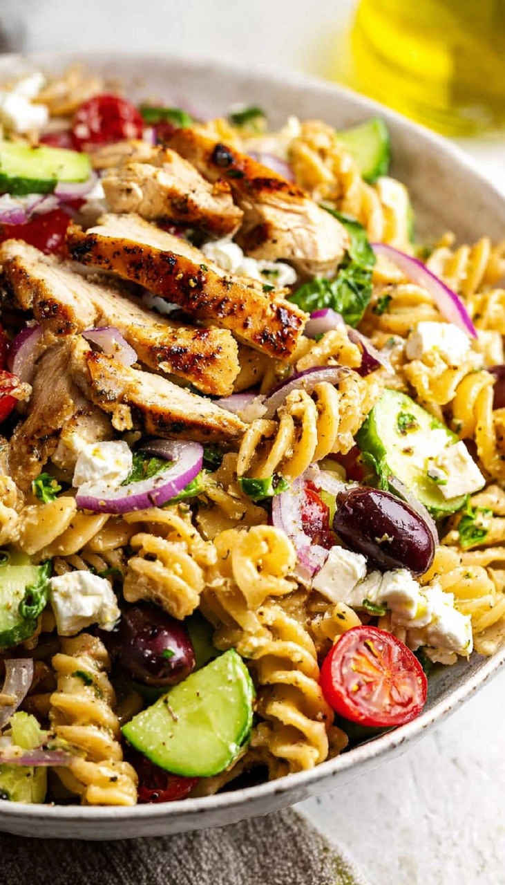 Greek Chicken Pasta Salad (Healthy, High Protein, Easy Meal Prep)