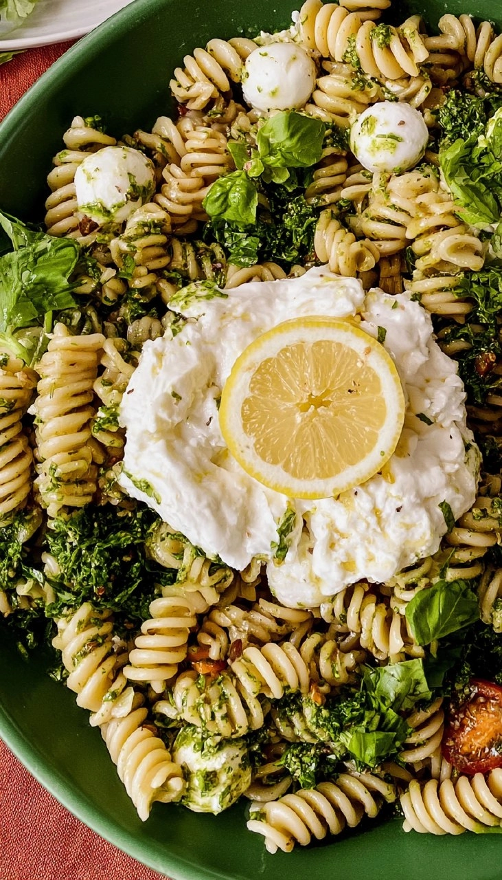 Lemon Herb Pasta Salad with Burrata