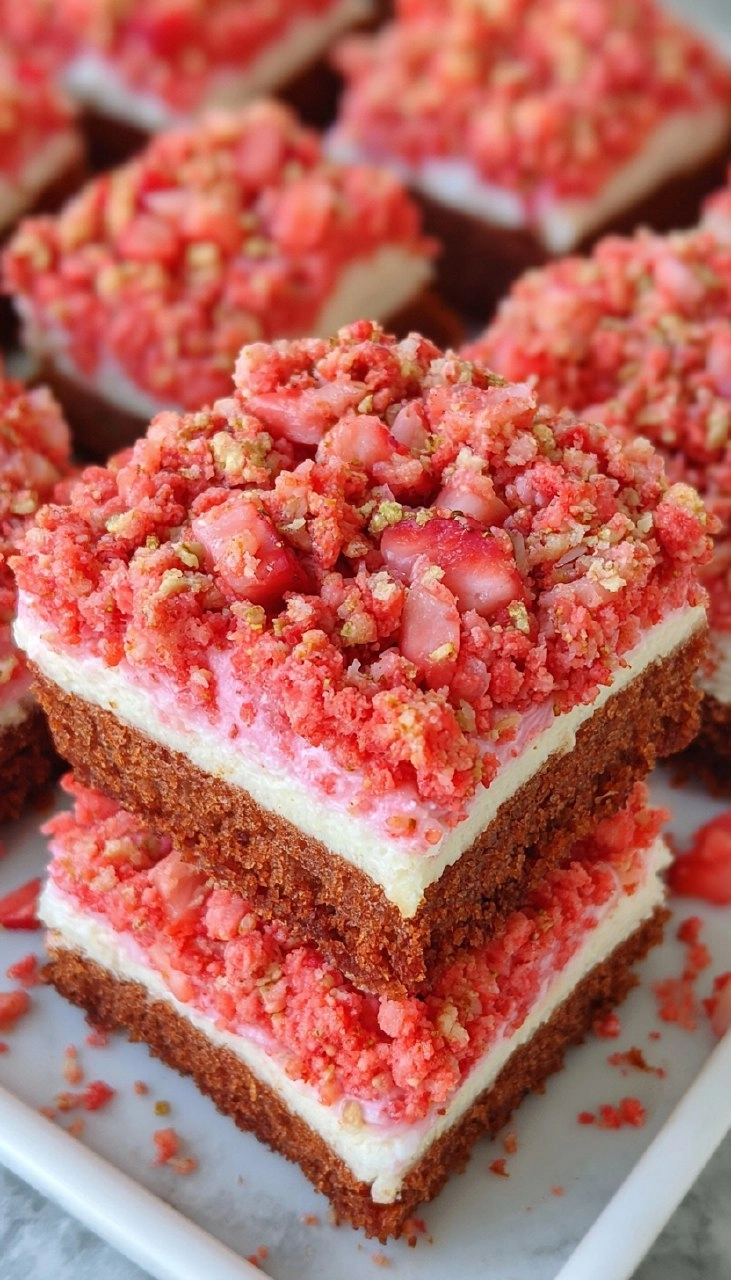 Strawberry Crunch Cheesecake Brownies