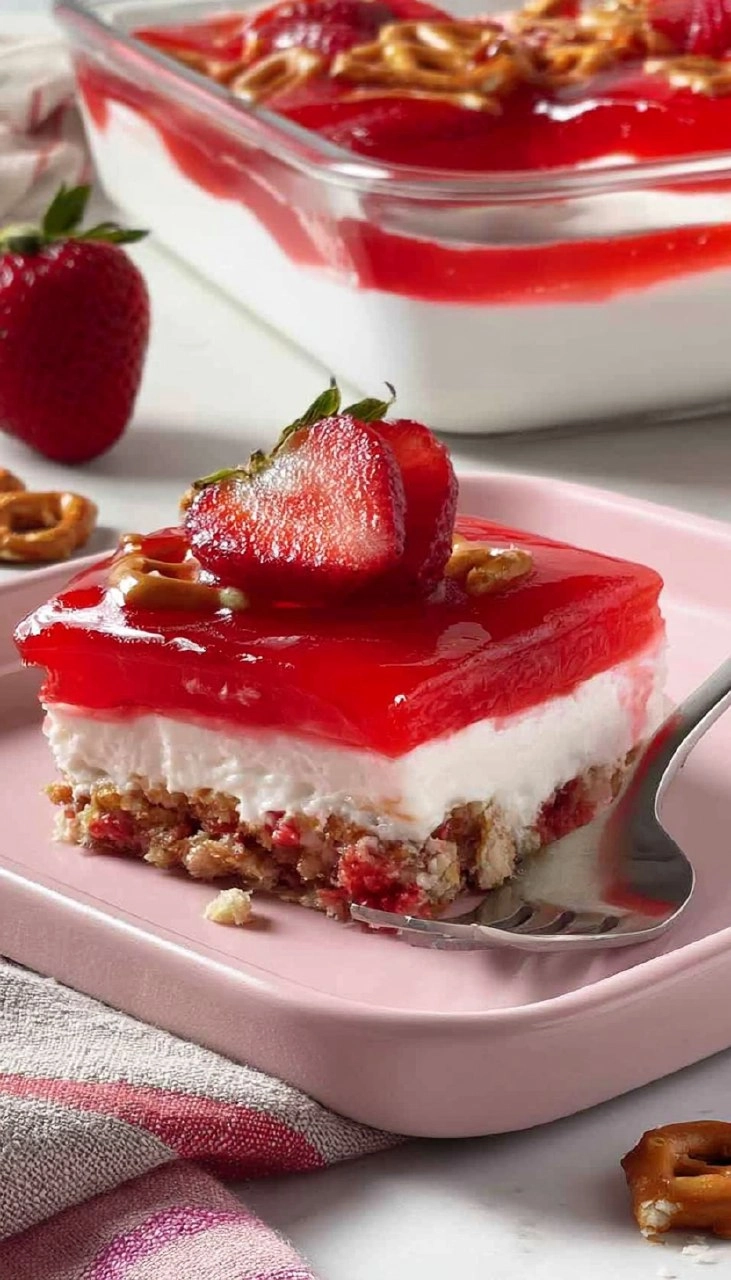 Strawberry Pretzel Salad | Sweet No-Bake Potluck Dessert