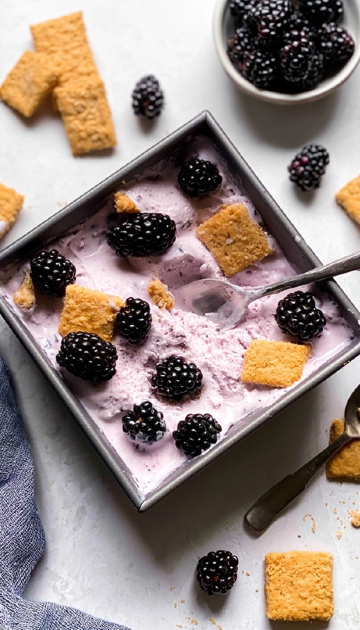Blackberry Cheesecake Cottage Cheese Ice Cream