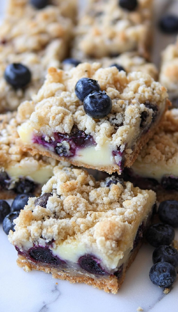 Blueberry Crumble Cheesecake Bars