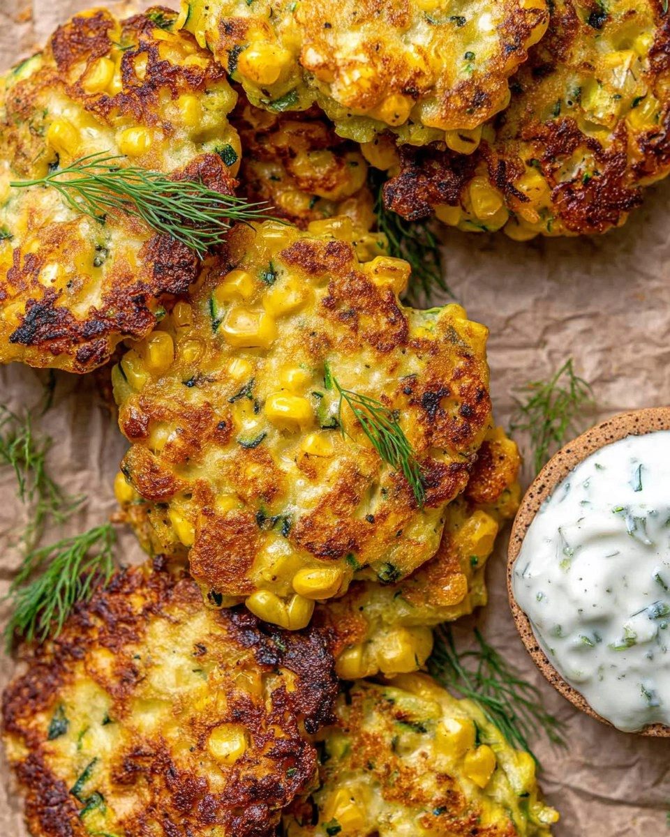 Corn and Zucchini Fritters with Herb Yogurt Sauce